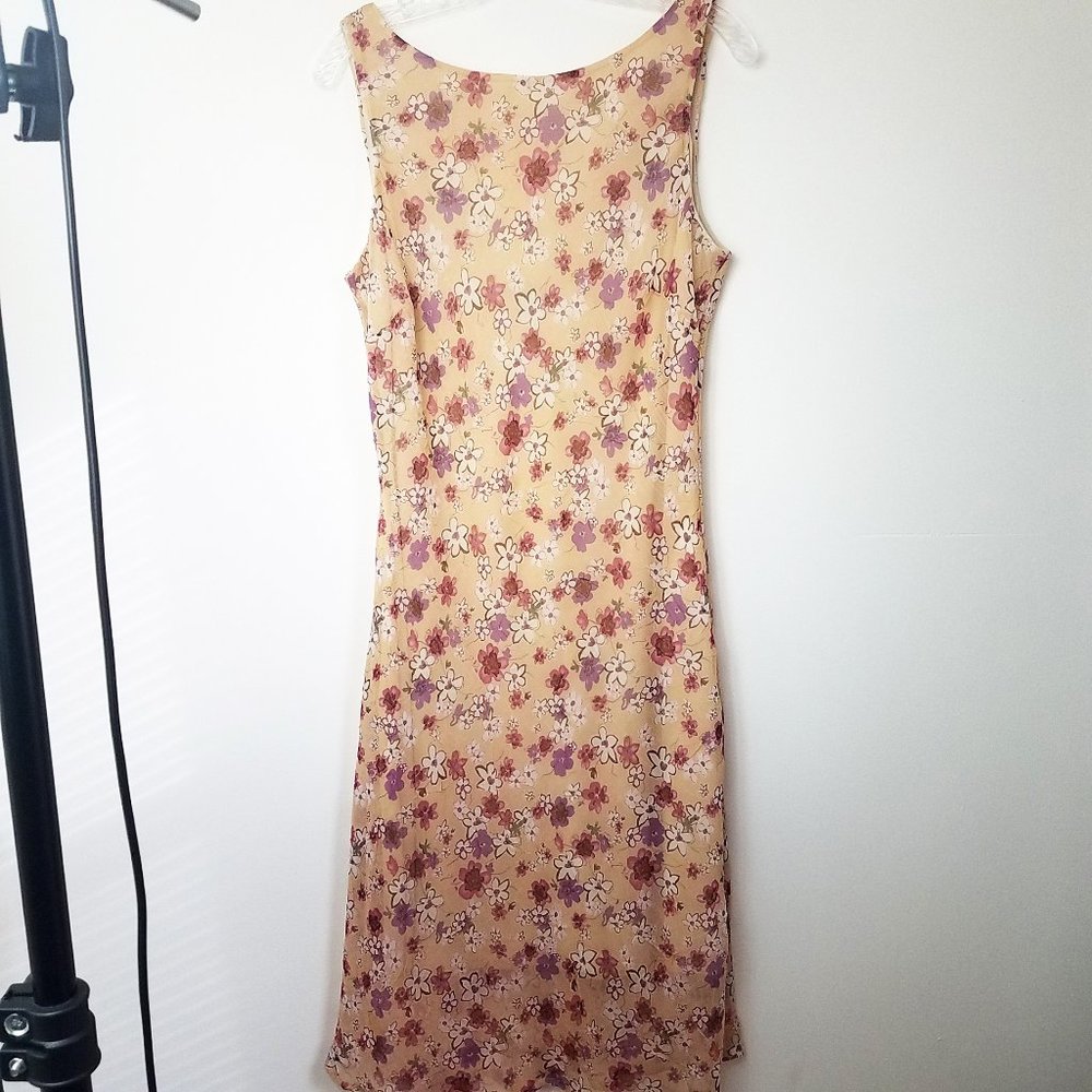 FLP Women's Lined Floral V Back Halter Dress